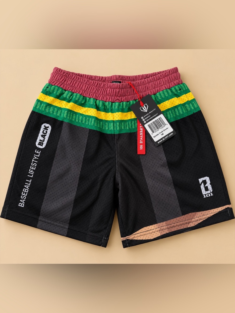 Baseball Lifestyle 101 Pencil Shorts Black Youth M NWT BL101 packaging